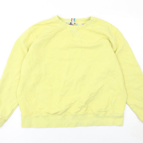Joules Women Yellow Cotton Crew Neck Long Sleeve Sweatshirt UK 16