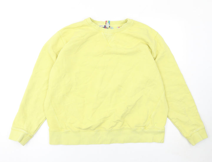 Joules Women Yellow Cotton Crew Neck Long Sleeve Sweatshirt UK 16