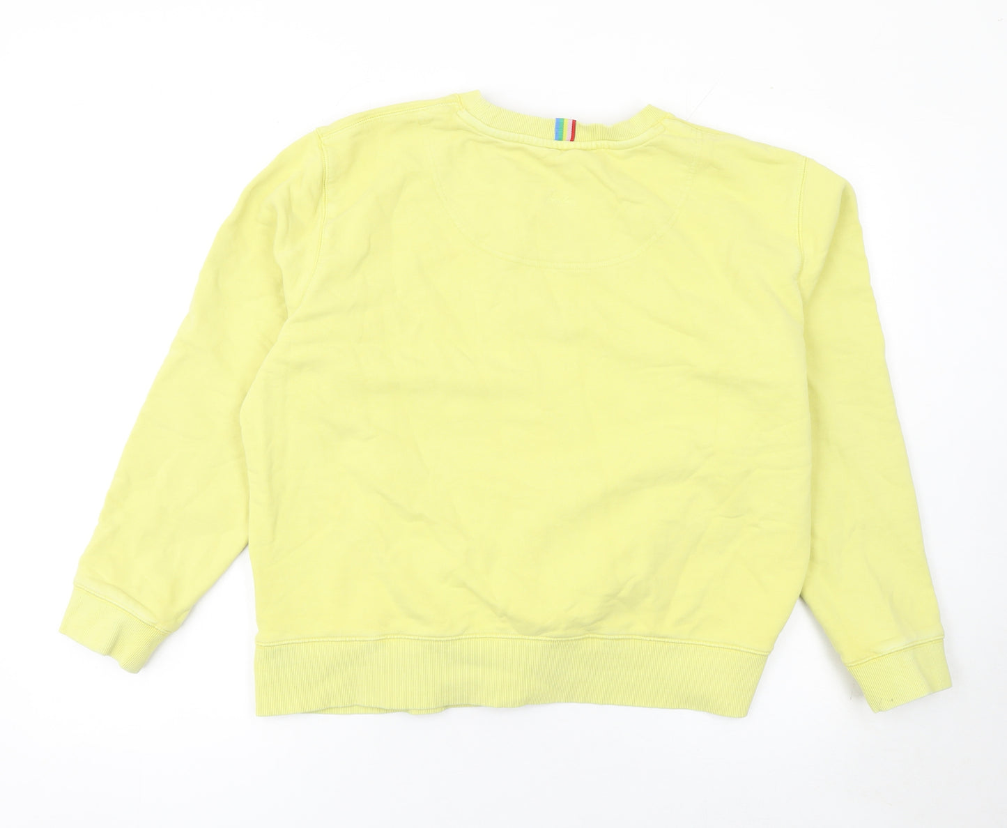 Joules Women Yellow Cotton Crew Neck Long Sleeve Sweatshirt UK 16