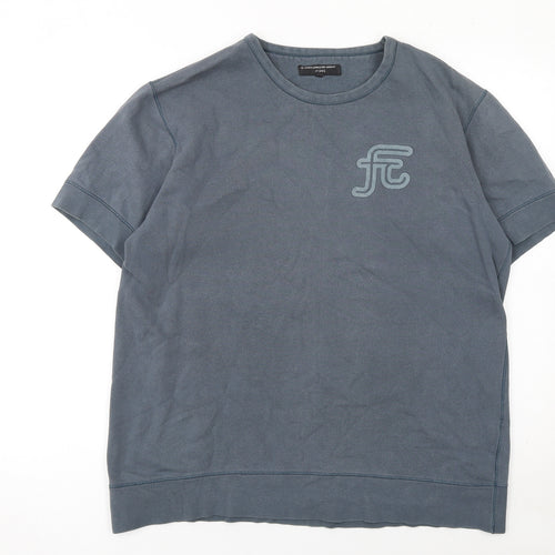 French Connection Men's Blue Cotton Short Sleeve Crew Neck T-Shirt M