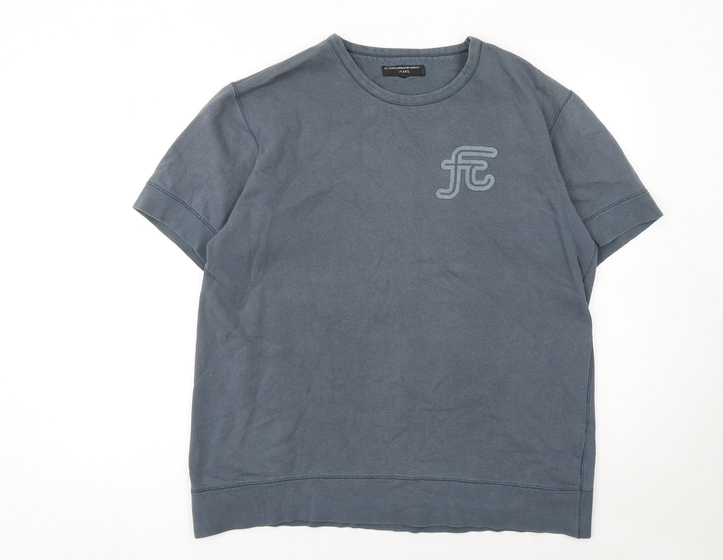 French Connection Men's Blue Cotton Short Sleeve Crew Neck T-Shirt M