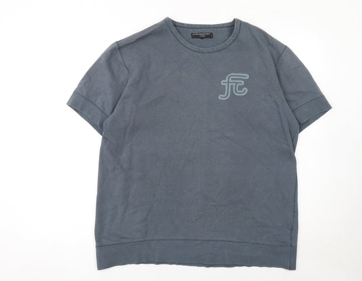 French Connection Men's Blue Cotton Short Sleeve Crew Neck T-Shirt M
