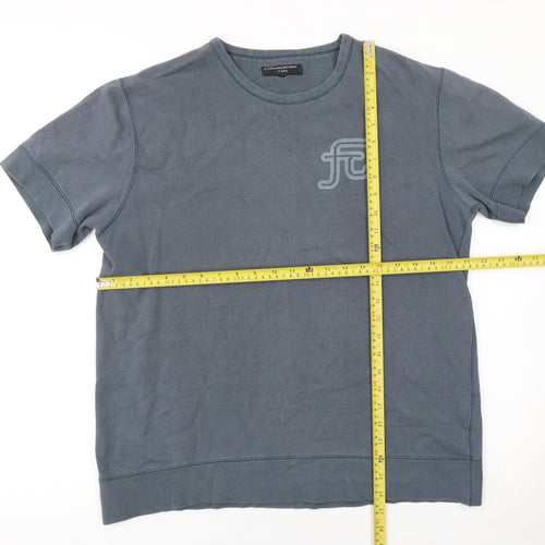 French Connection Men's Blue Cotton Short Sleeve Crew Neck T-Shirt M