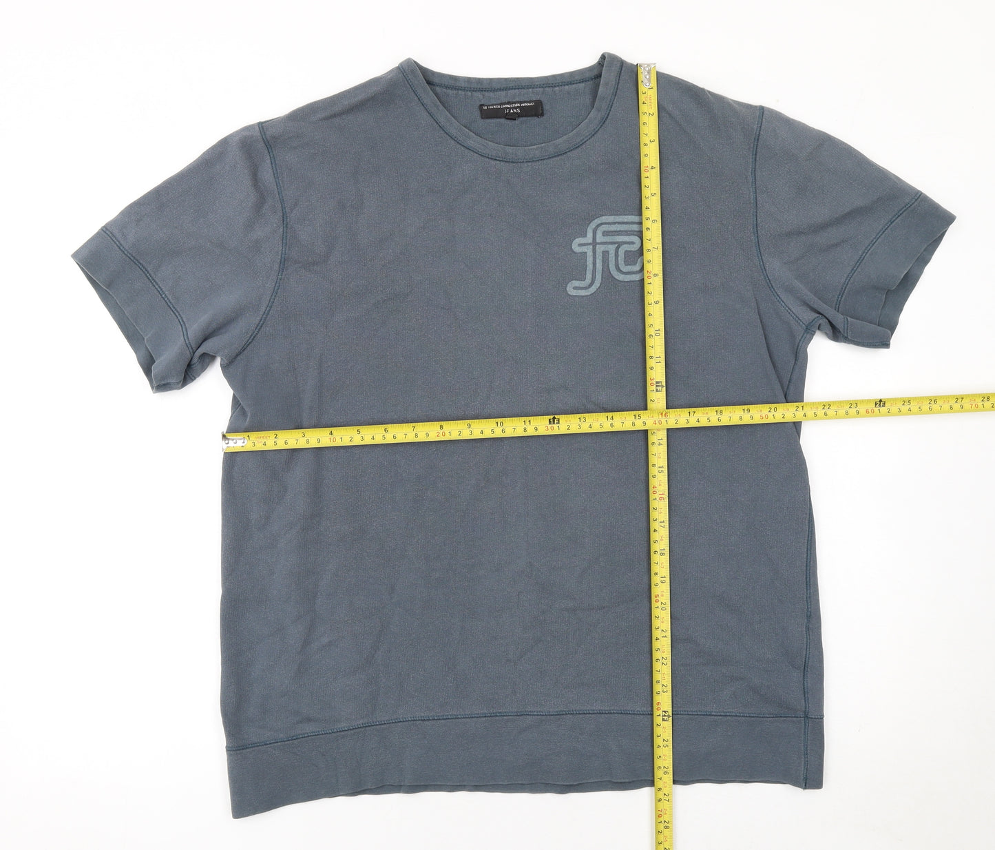 French Connection Men's Blue Cotton Short Sleeve Crew Neck T-Shirt M