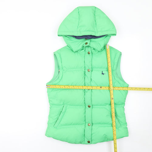 Jack Wills Women’s Green Puffer Hooded Waistcoat Size 10