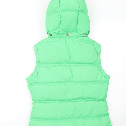 Jack Wills Women’s Green Puffer Hooded Waistcoat Size 10