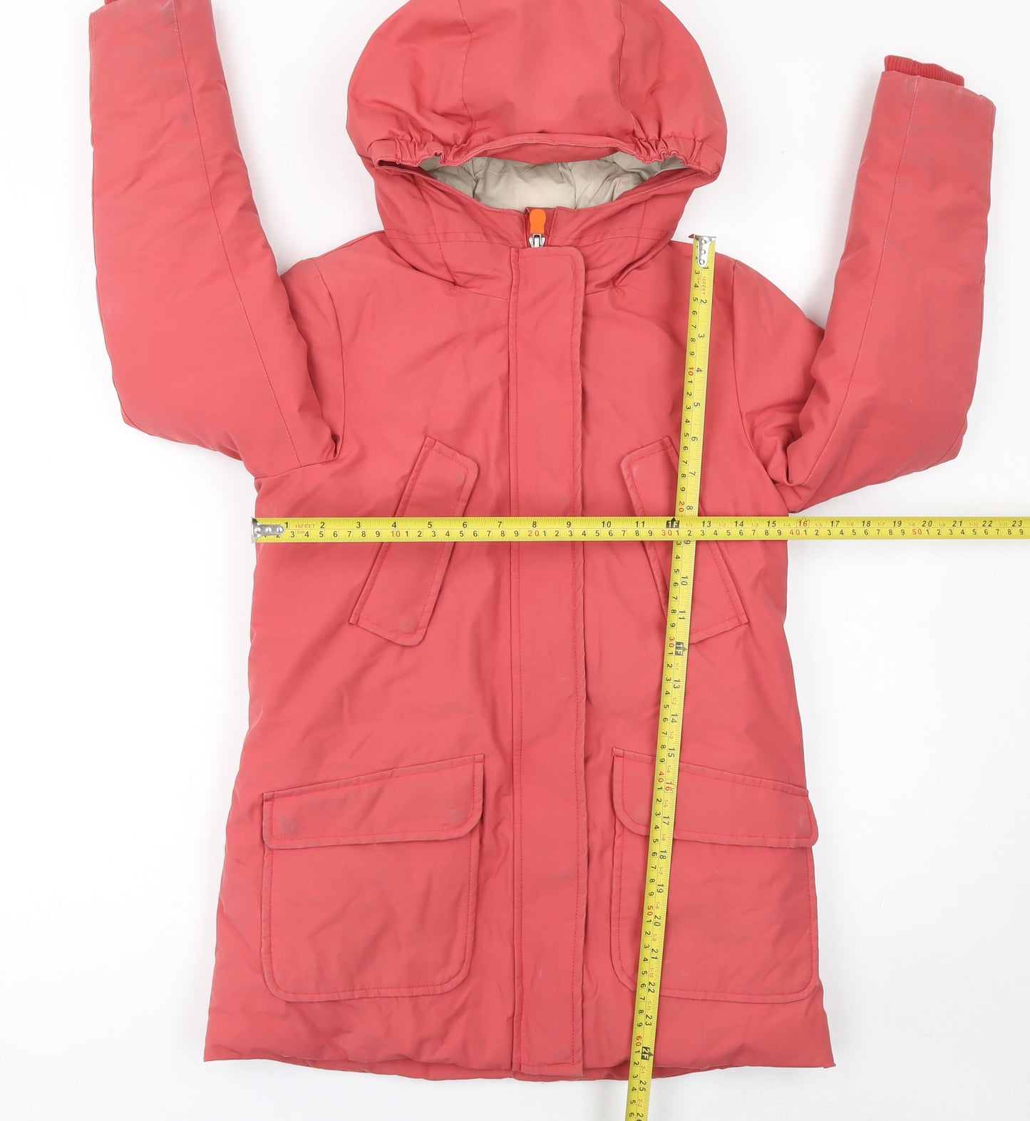 Save The Duck Girls Pink Hooded Parka Coat 10 Years Winter Insulated Jacket