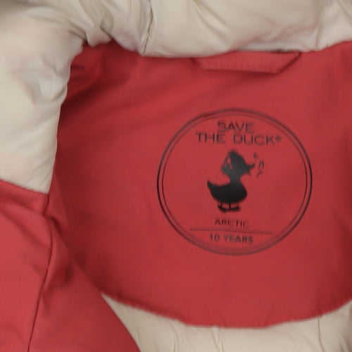 Save The Duck Girls Pink Hooded Parka Coat 10 Years Winter Insulated Jacket