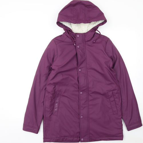 Saltrock Girls Purple Hooded Waterproof Parka Coat 13 Years Lined Winter Jacket