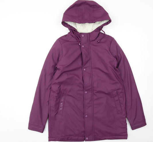 Saltrock Girls Purple Hooded Waterproof Parka Coat 13 Years Lined Winter Jacket
