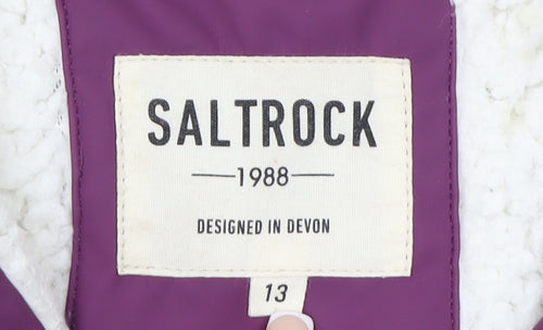 Saltrock Girls Purple Hooded Waterproof Parka Coat 13 Years Lined Winter Jacket