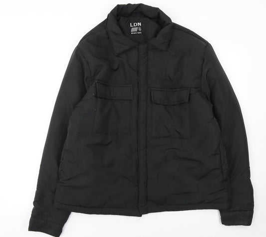 Brave Soul Women Black L Puffer Jacket Winter Zip Coat