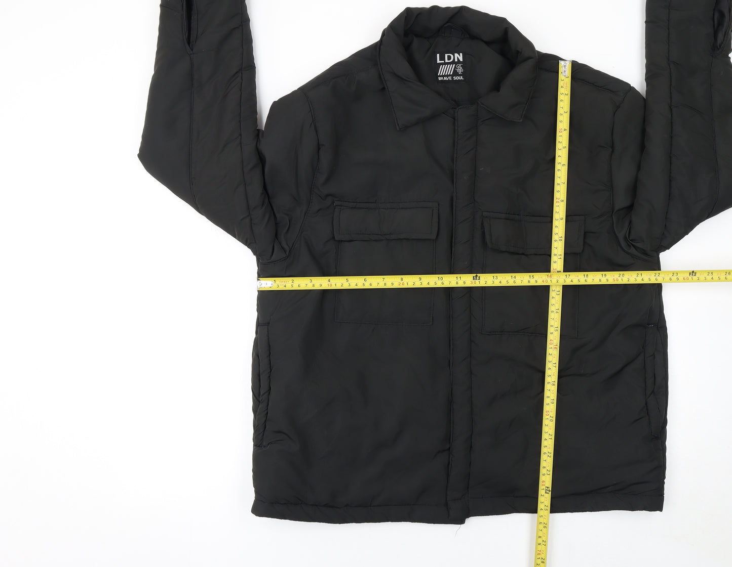 Brave Soul Women Black L Puffer Jacket Winter Zip Coat