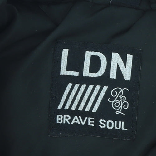 Brave Soul Women Black L Puffer Jacket Winter Zip Coat