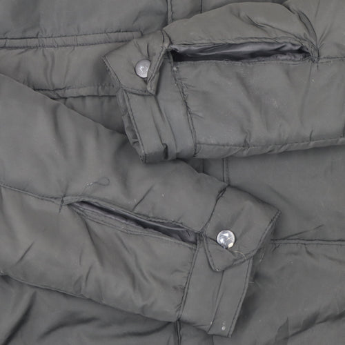 Brave Soul Women Black L Puffer Jacket Winter Zip Coat