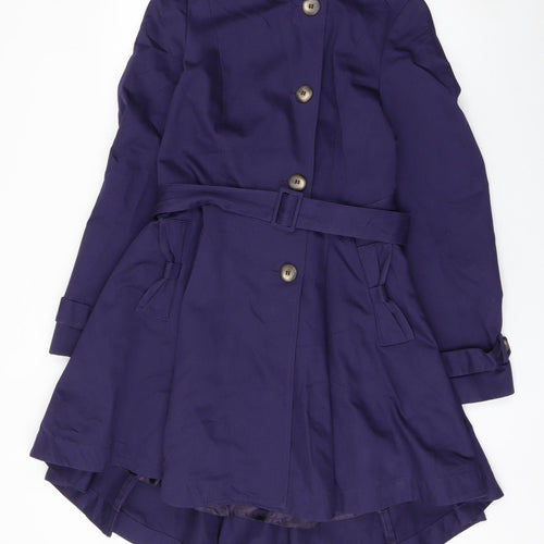 Topshop Women's Purple Cotton Belted Trench Coat UK 12
