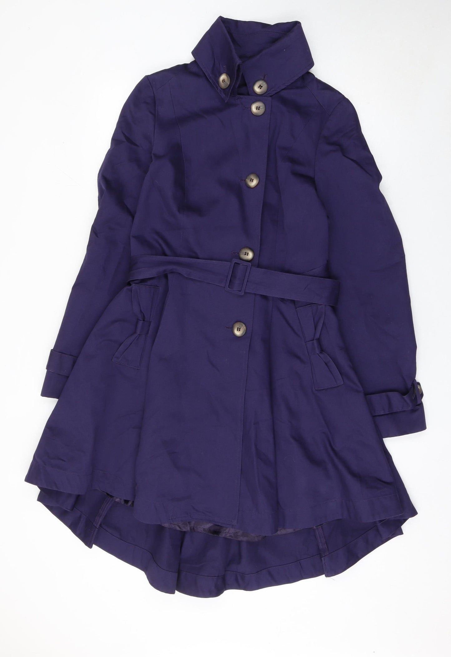 Topshop Women's Purple Cotton Belted Trench Coat UK 12
