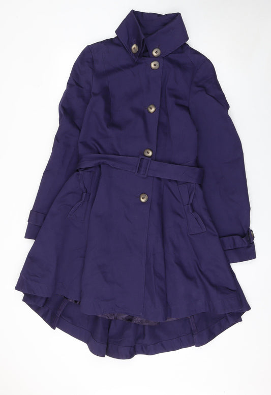 Topshop Women's Purple Cotton Belted Trench Coat UK 12