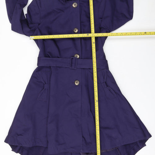 Topshop Women's Purple Cotton Belted Trench Coat UK 12