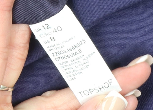 Topshop Women's Purple Cotton Belted Trench Coat UK 12