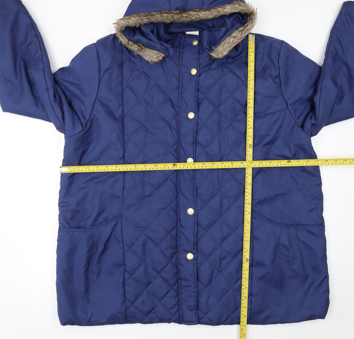 Anne de Lançay Women's Blue Quilted Hooded Winter Coat XL