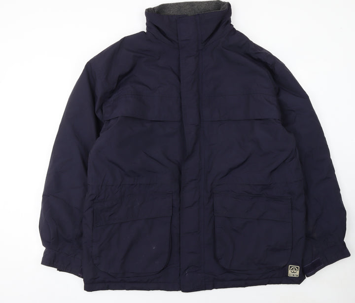 BHS Mens Blue Nylon Parka Jacket M Hooded Lined Winter Coat