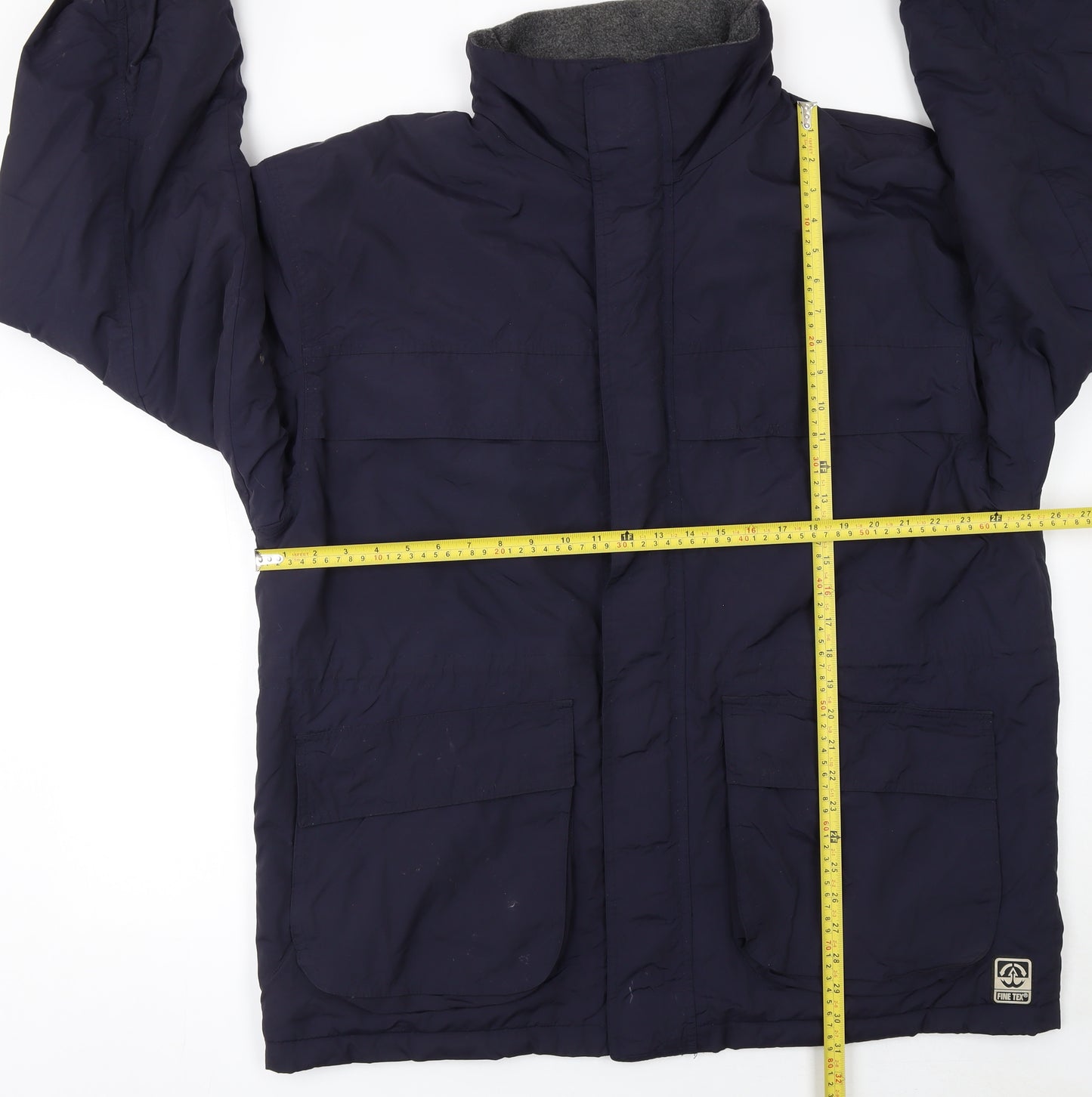 BHS Mens Blue Nylon Parka Jacket M Hooded Lined Winter Coat