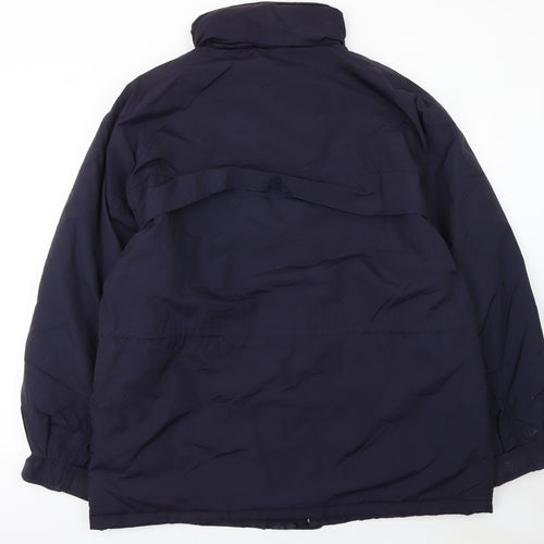 BHS Mens Blue Nylon Parka Jacket M Hooded Lined Winter Coat