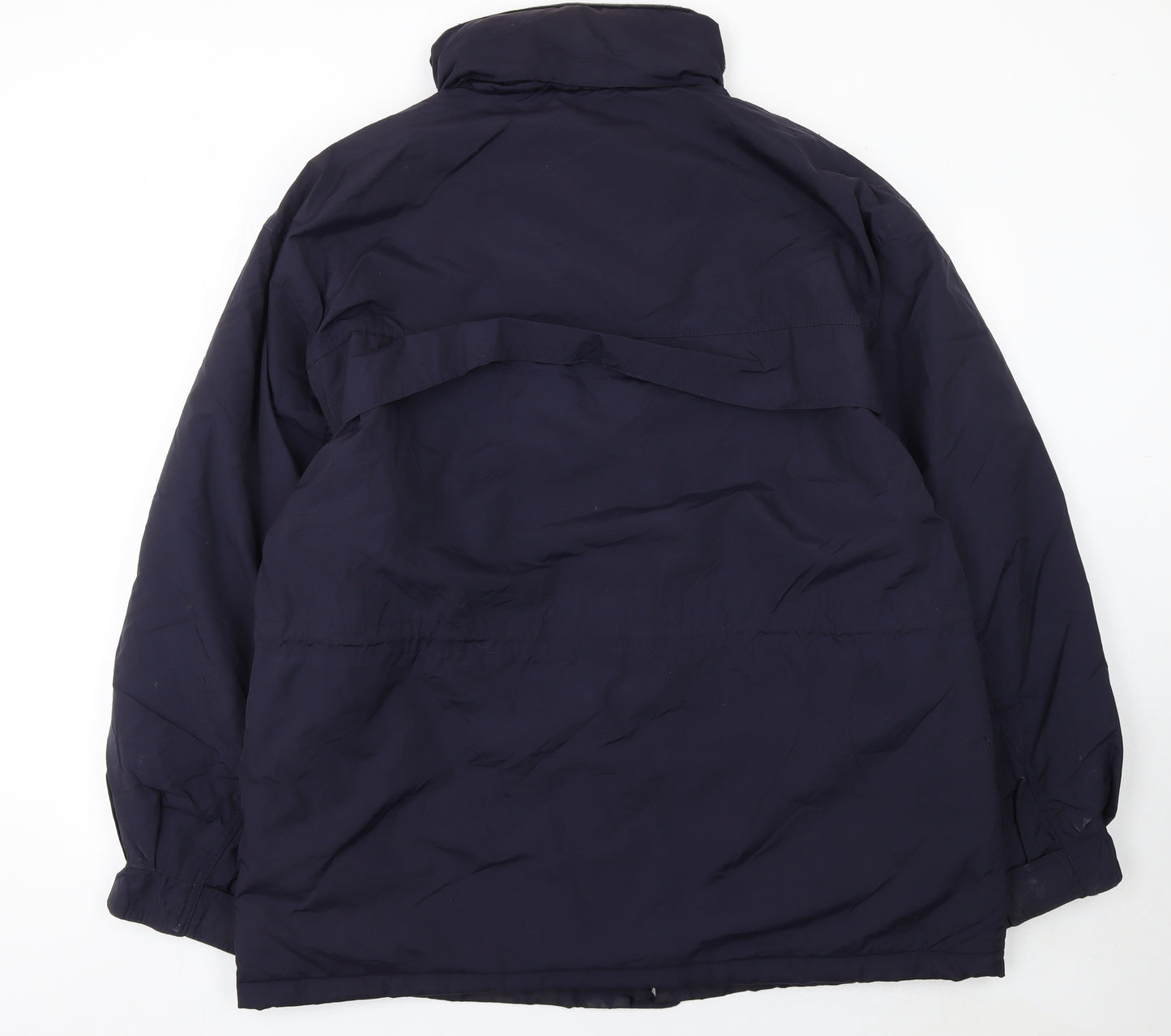 BHS Mens Blue Nylon Parka Jacket M Hooded Lined Winter Coat