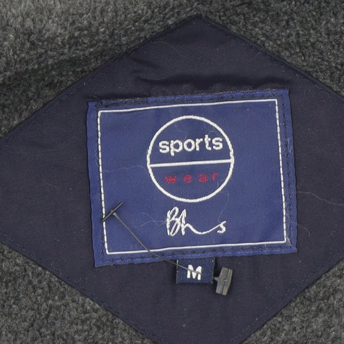 BHS Mens Blue Nylon Parka Jacket M Hooded Lined Winter Coat