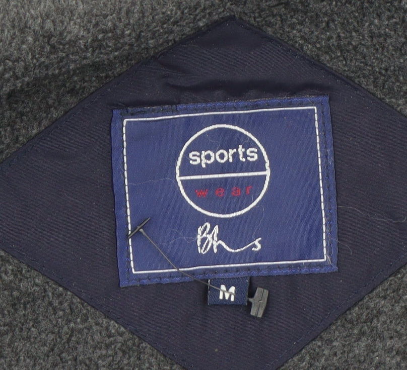 BHS Mens Blue Nylon Parka Jacket M Hooded Lined Winter Coat