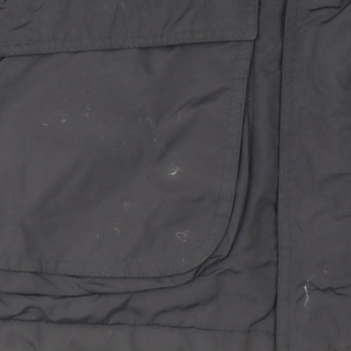 BHS Mens Blue Nylon Parka Jacket M Hooded Lined Winter Coat