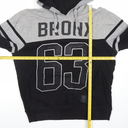Crosshatch Men's Grey Black Pullover Hoodie Medium Bronx 63 Graphic