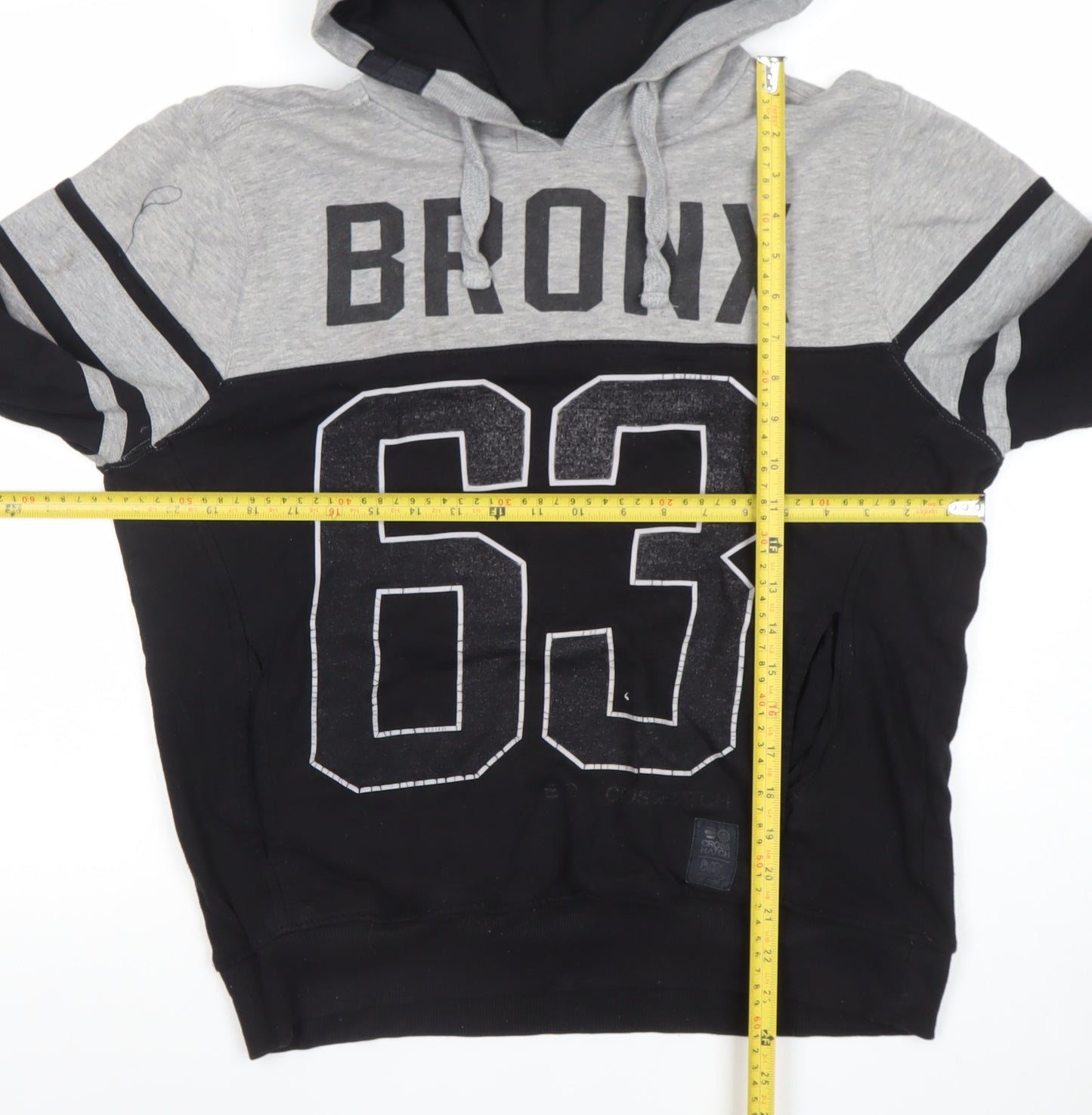 Crosshatch Men's Grey Black Pullover Hoodie Medium Bronx 63 Graphic