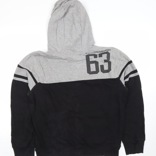 Crosshatch Men's Grey Black Pullover Hoodie Medium Bronx 63 Graphic