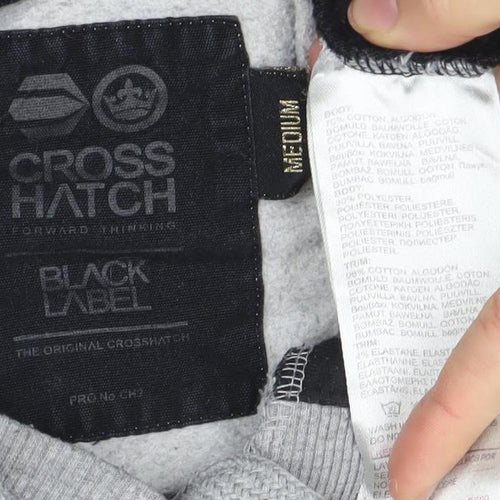 Crosshatch Men's Grey Black Pullover Hoodie Medium Bronx 63 Graphic