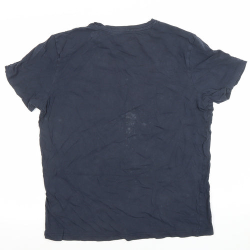 Jack & Jones Men's Navy Blue Graphic Print T-Shirt Size M Cotton