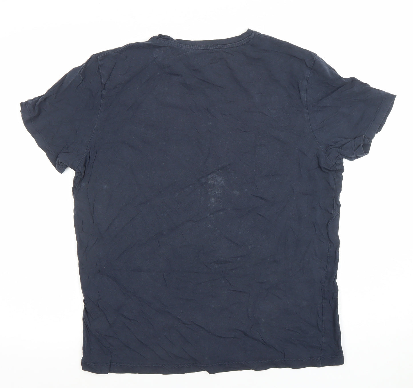 Jack & Jones Men's Navy Blue Graphic Print T-Shirt Size M Cotton