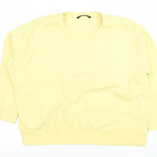Dunnes Women Yellow XL Pullover Sweatshirt Cotton Blend Crew Neck