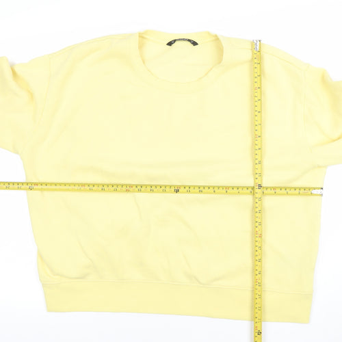 Dunnes Women Yellow XL Pullover Sweatshirt Cotton Blend Crew Neck