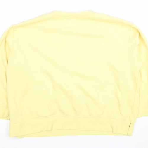 Dunnes Women Yellow XL Pullover Sweatshirt Cotton Blend Crew Neck