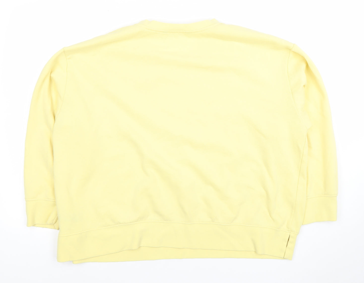 Dunnes Women Yellow XL Pullover Sweatshirt Cotton Blend Crew Neck