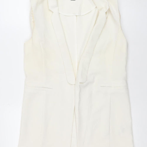 Atmosphere Women's Ivory Size 10 Sleeveless Shawl Lapel Waistcoat