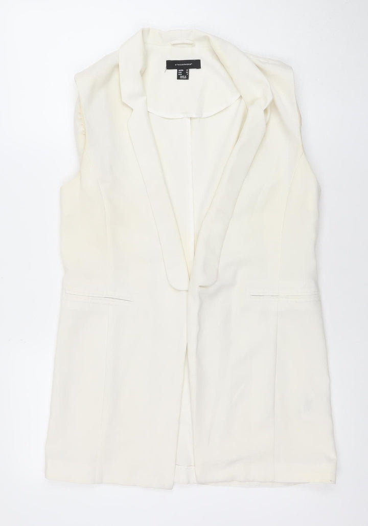 Atmosphere Women's Ivory Size 10 Sleeveless Shawl Lapel Waistcoat