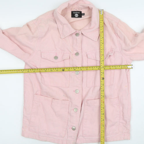 Boohoo Women Pink Corduroy Button Jacket UK 8 Casual Long Sleeve