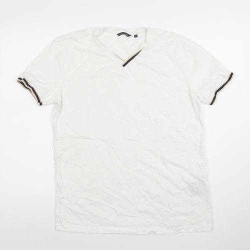 Antony Morato Men’s White V-Neck Cotton Short Sleeve T-Shirt 2XL