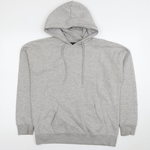 New Look Men's Grey Pullover Hoodie M Regular Fit with Pocket