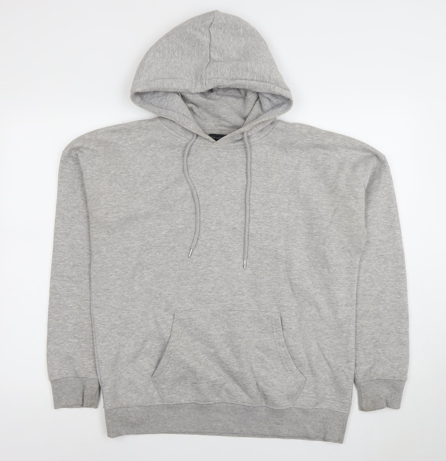 New Look Men's Grey Pullover Hoodie M Regular Fit with Pocket