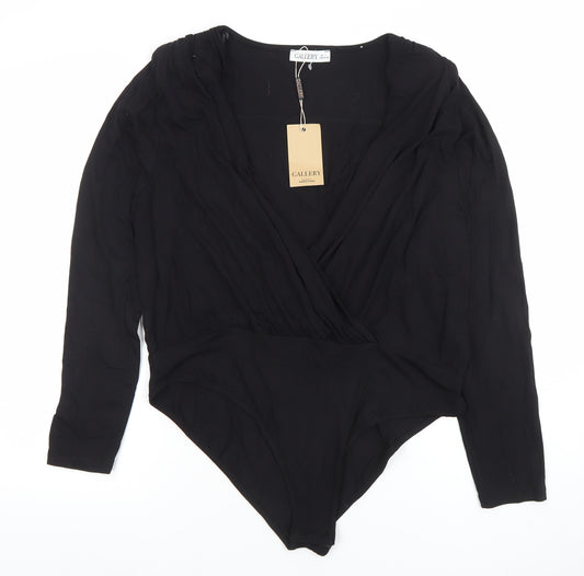 Gallery Black Long Sleeve V-Neck Bodysuit Women’s Size L