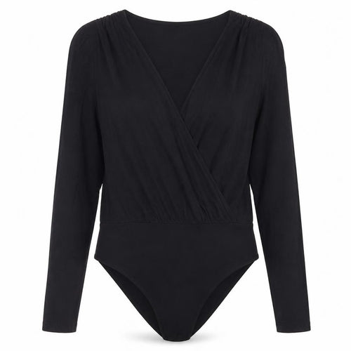 Gallery Black Long Sleeve V-Neck Bodysuit Women’s Size L